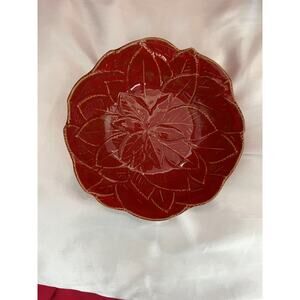 Ceramic Candy Dish Made in Italy Round Siena Color Leaf Design